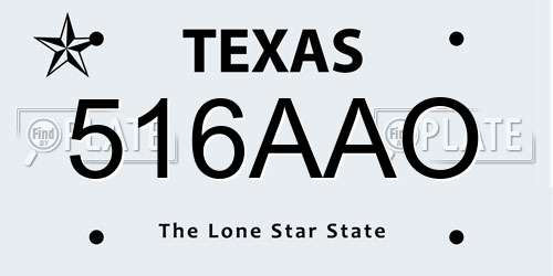 516AAO Texas License Plate