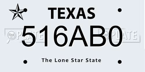 516AB0 Texas License Plate