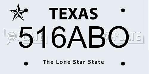 516ABO Texas License Plate