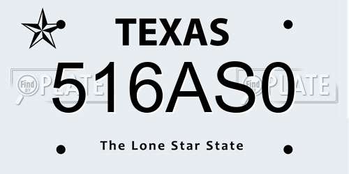 516AS0 Texas License Plate