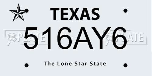 516AY6 Texas License Plate
