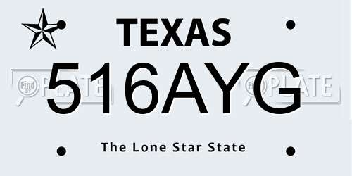 516AYG Texas License Plate