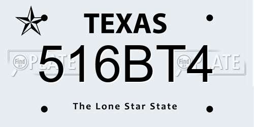 516BT4 Texas License Plate