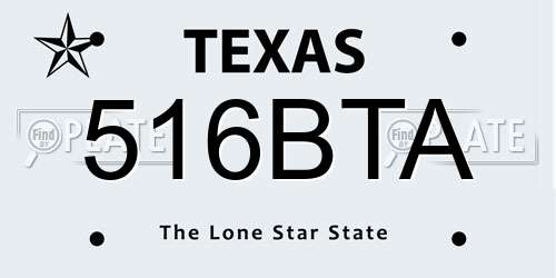 516BTA Texas License Plate