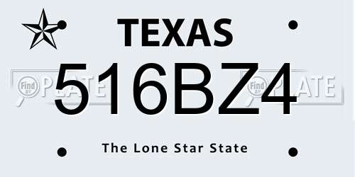 516BZ4 Texas License Plate