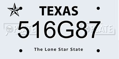 516G87 Texas License Plate