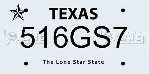 516GS7 Texas License Plate