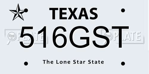 516GST Texas License Plate