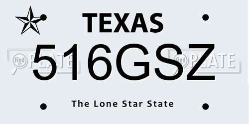 516GSZ Texas License Plate