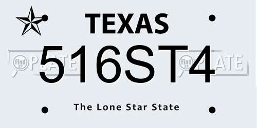 516ST4 Texas License Plate