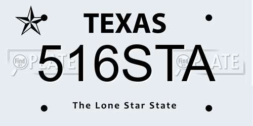 516STA Texas License Plate