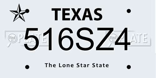 516SZ4 Texas License Plate