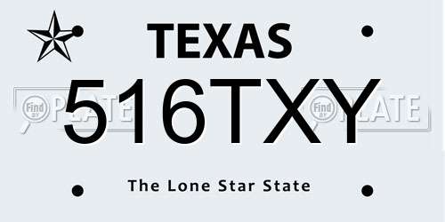 516TXY Texas License Plate