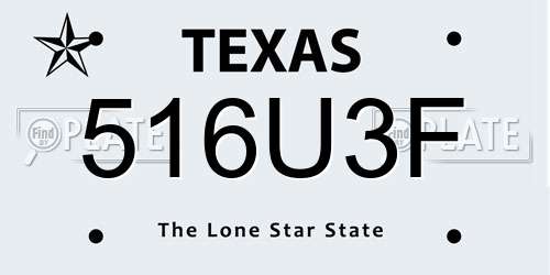 516U3F Texas License Plate