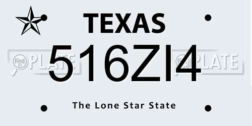 516ZI4 Texas License Plate