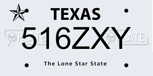 516ZXY Texas License Plate
