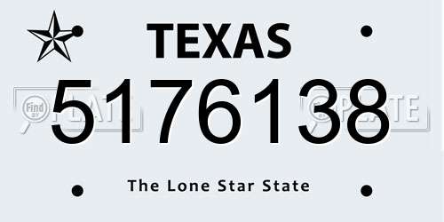 5176138 Texas License Plate