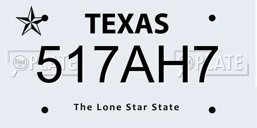 517AH7 Texas License Plate