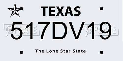 517DV19 Texas License Plate