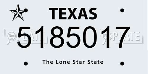 5185017 Texas License Plate