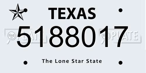 5188017 Texas License Plate
