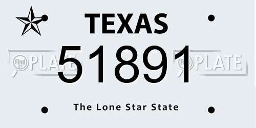 51891 Texas License Plate
