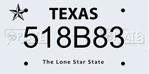 518B83 Texas License Plate