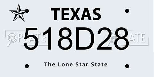 518D28 Texas License Plate