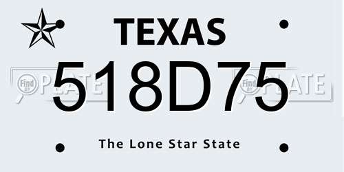 518D75 Texas License Plate