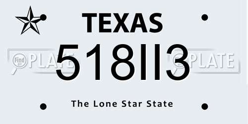 518II3 Texas License Plate