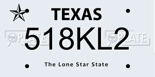 518KL2 Texas License Plate
