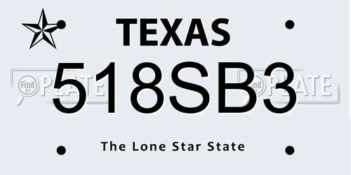 518SB3 Texas License Plate