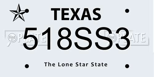 518SS3 Texas License Plate