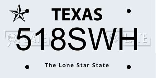 518SWH Texas License Plate