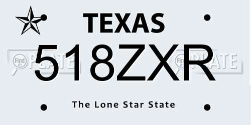 518ZXR Texas License Plate
