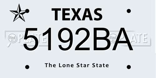 5192BA Texas License Plate