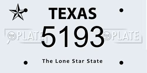 5193 Texas License Plate