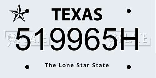 519965H Texas License Plate