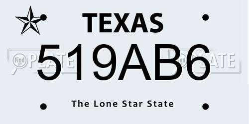 519AB6 Texas License Plate