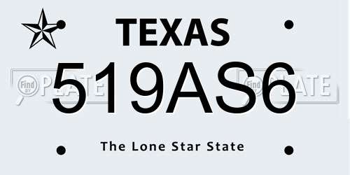 519AS6 Texas License Plate