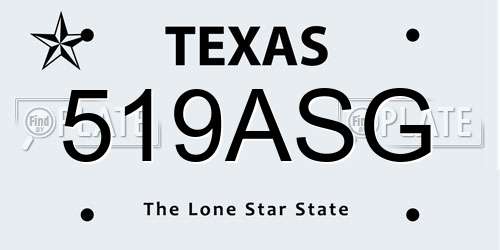 519ASG Texas License Plate