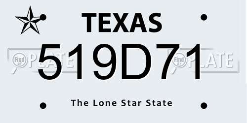 519D71 Texas License Plate