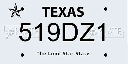 519DZ1 Texas License Plate