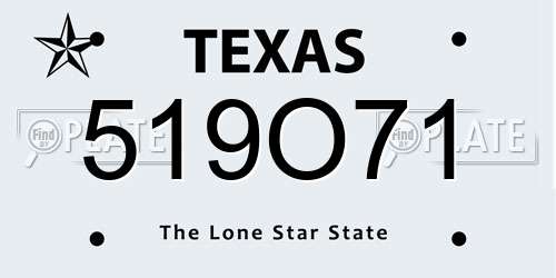 519O71 Texas License Plate