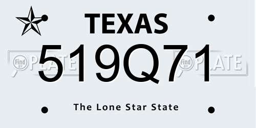 519Q71 Texas License Plate