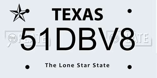 51DBV8 Texas License Plate