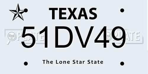 51DV49 Texas License Plate