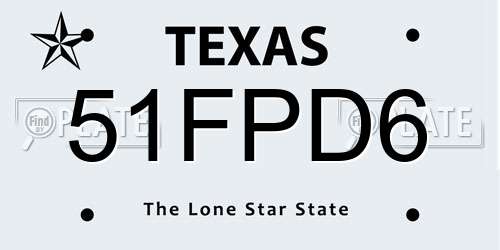 51FPD6 Texas License Plate