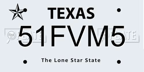 51FVM5 Texas License Plate