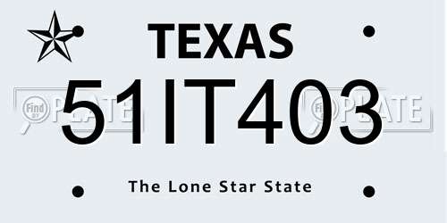 51IT403 Texas License Plate